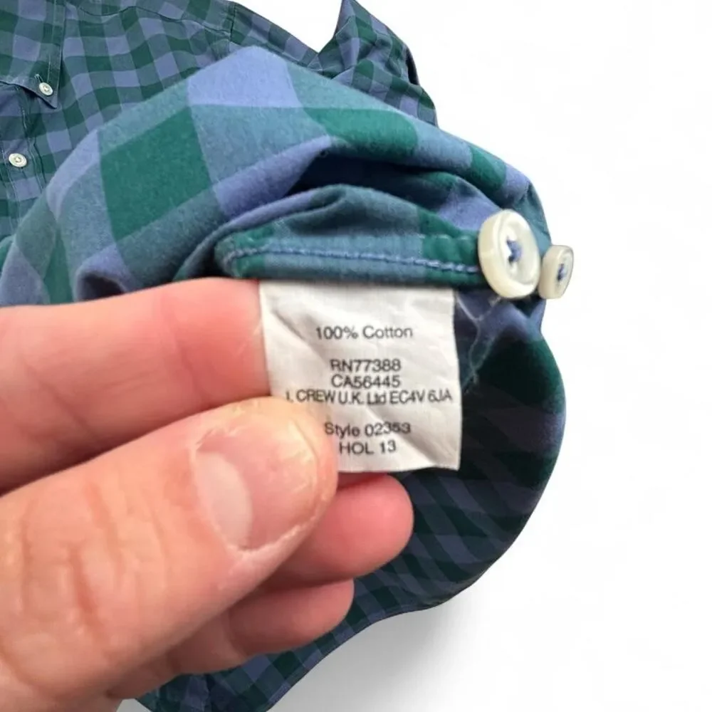J.Crew Blue Green Plaid Cotton Button Down Shirt Men’s M Preppy